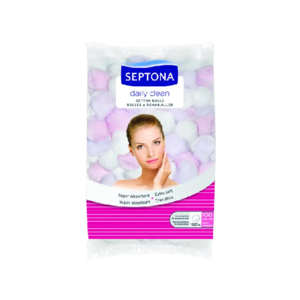 كرات قطنية للتنظيف اليومي من سيبتونا، 100 قطعة