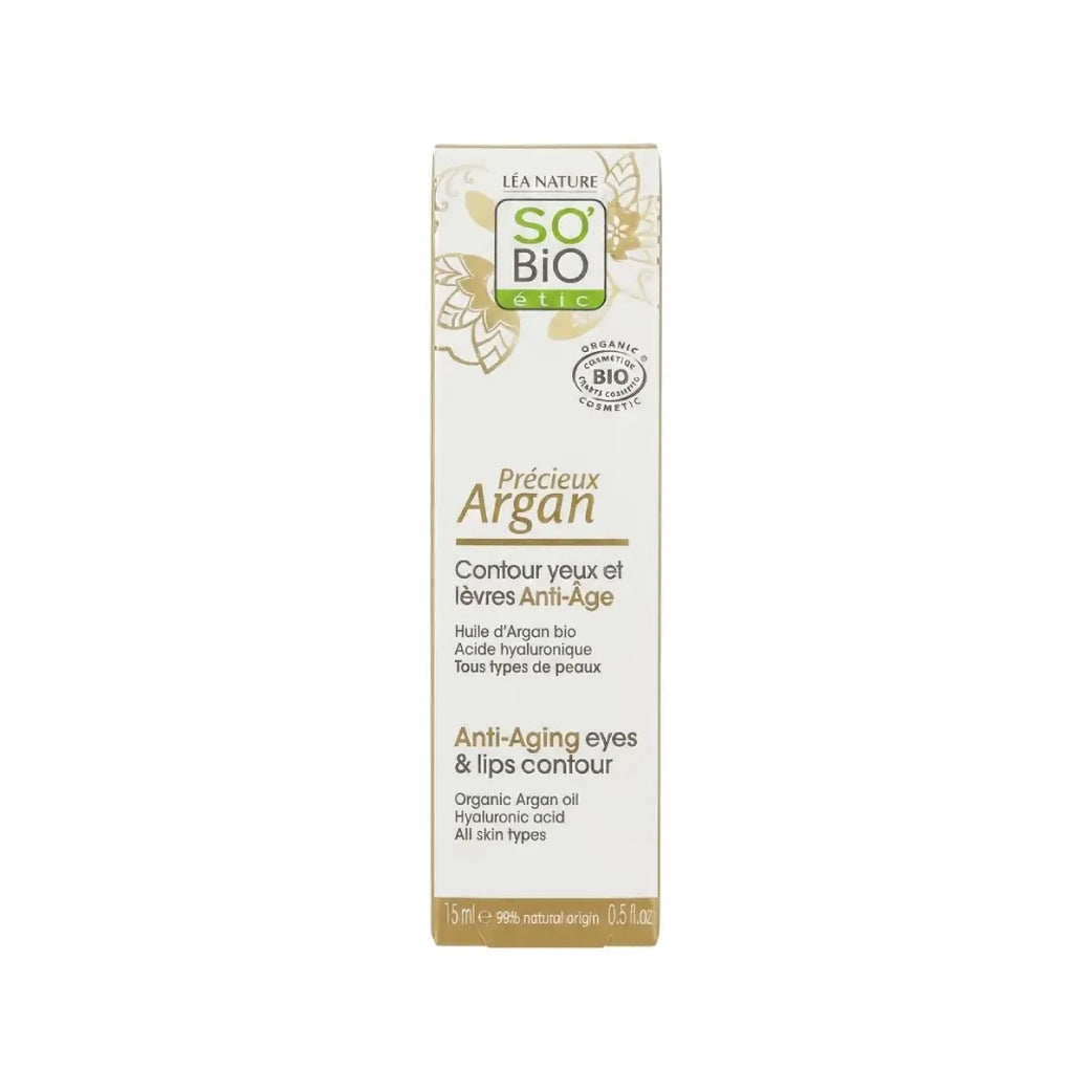 SO'BiO étic Argan Anti Aging Eye & Lips Contour 15ml – Organic Argan & Hyaluronic Acid