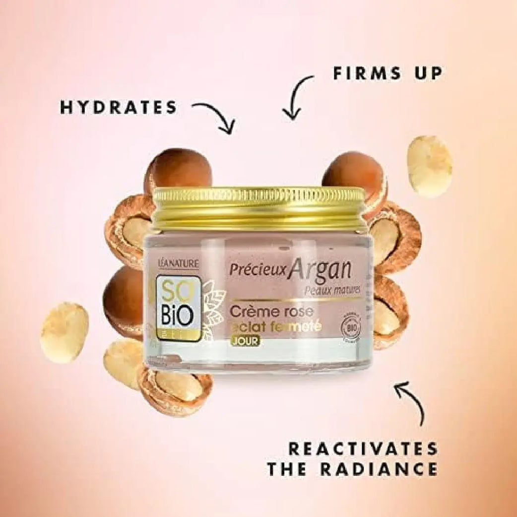 SO'BiO étic Argan Firming Radiance Rosy Cream 50ml – Organic Firming Day Cream