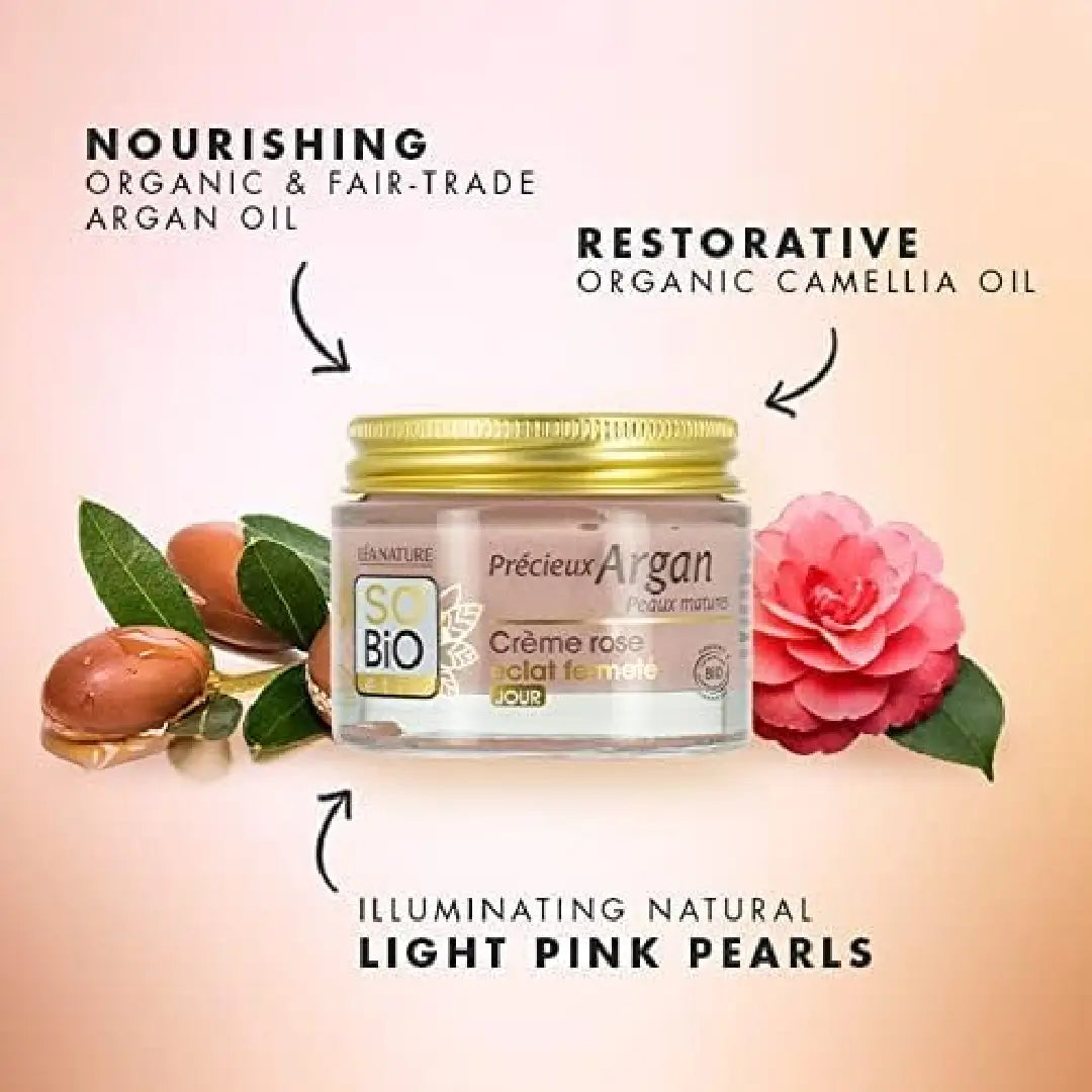 SO'BiO étic Argan Firming Radiance Rosy Cream 50ml – Organic Firming Day Cream