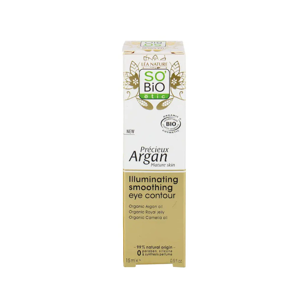 SO'BiO étic Argan Smoothing Eye Contour 15ml – Organic Eye Cream for Mature Skin