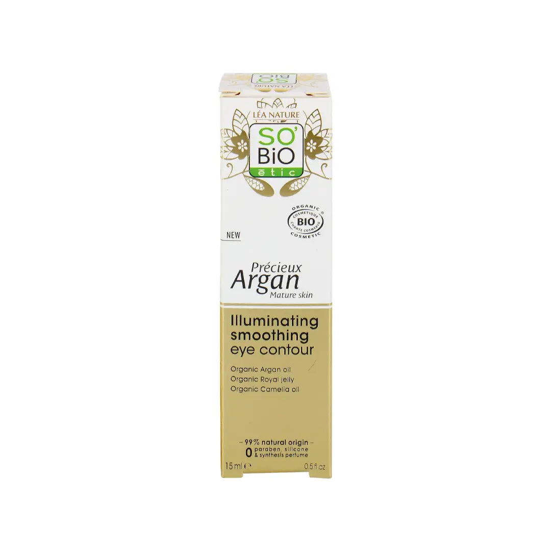 SO'BiO étic Argan Smoothing Eye Contour 15ml – Organic Eye Cream for Mature Skin
