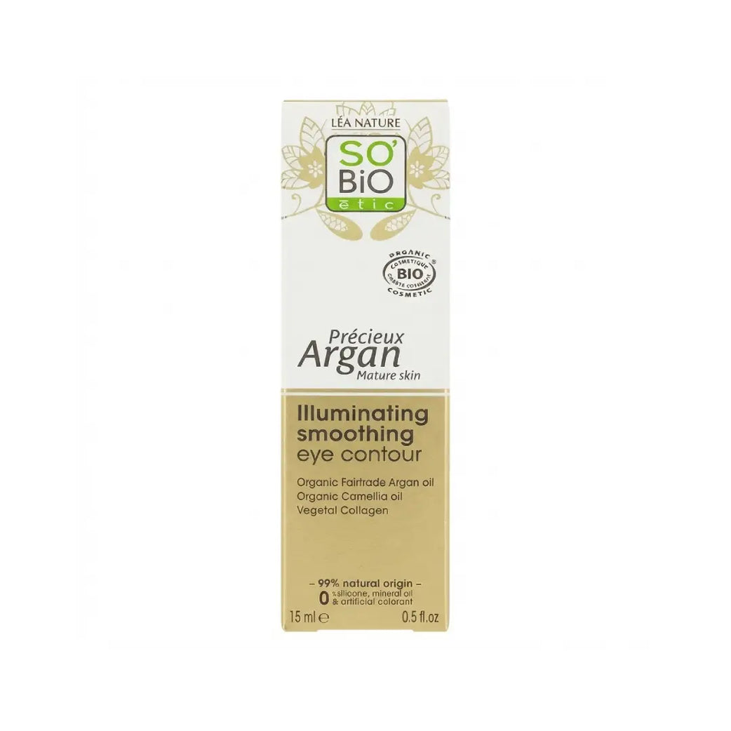 SO'BiO étic Argan Smoothing Eye Contour 15ml – Organic Eye Cream for Mature Skin