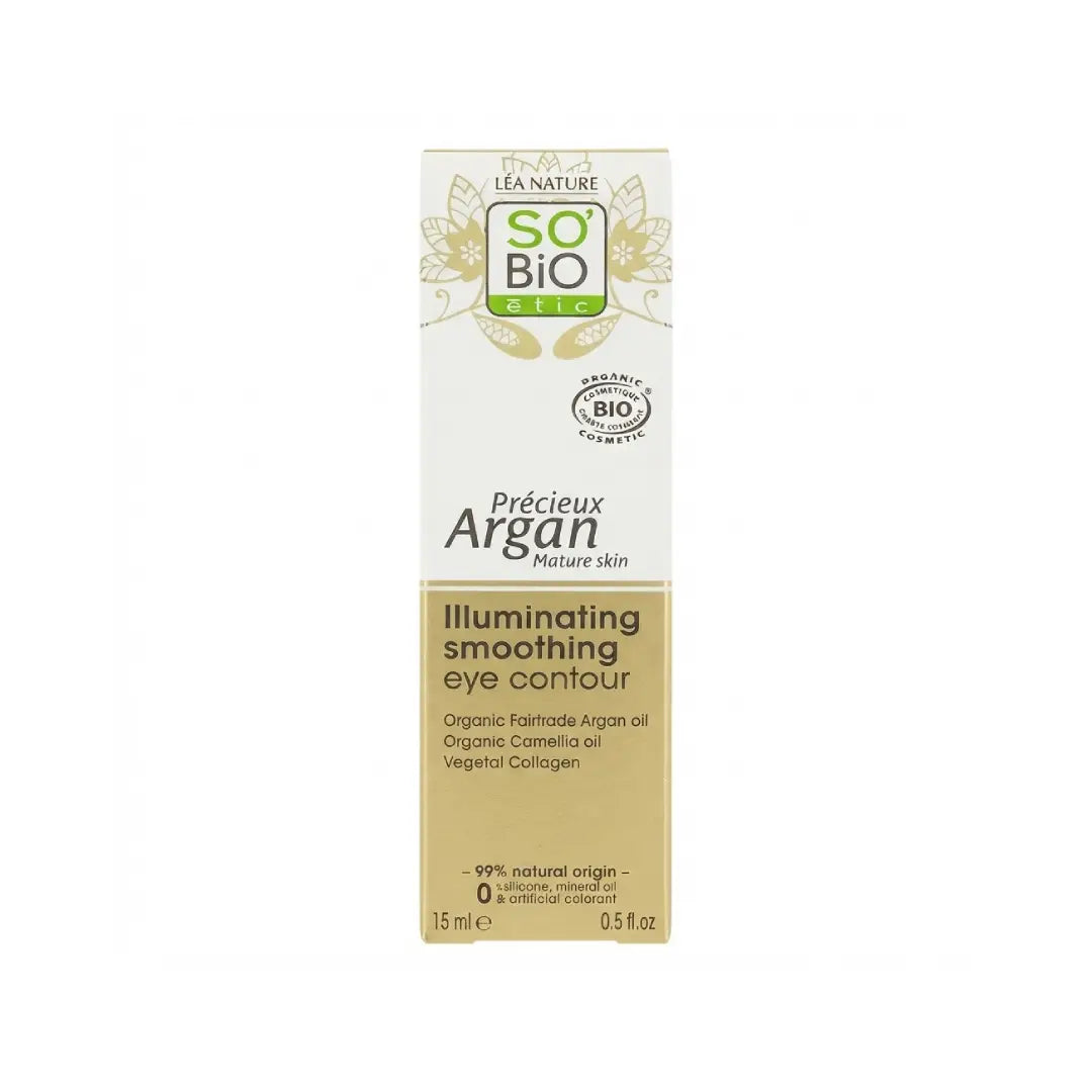 SO'BiO étic Argan Smoothing Eye Contour 15ml – Organic Eye Cream for Mature Skin