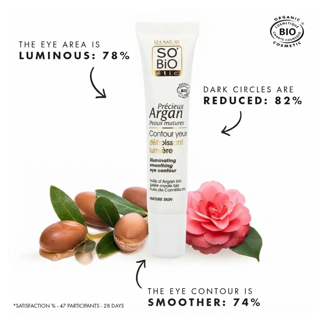 SO'BiO étic Argan Smoothing Eye Contour 15ml – Organic Eye Cream for Mature Skin