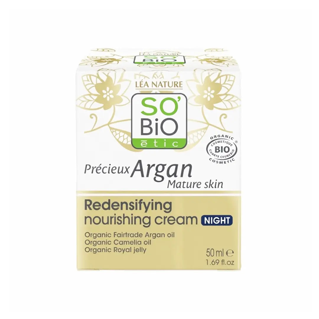 SO'BiO étic Argan Redensifying Night Cream 50ml – Nourishing Firming Night Cream