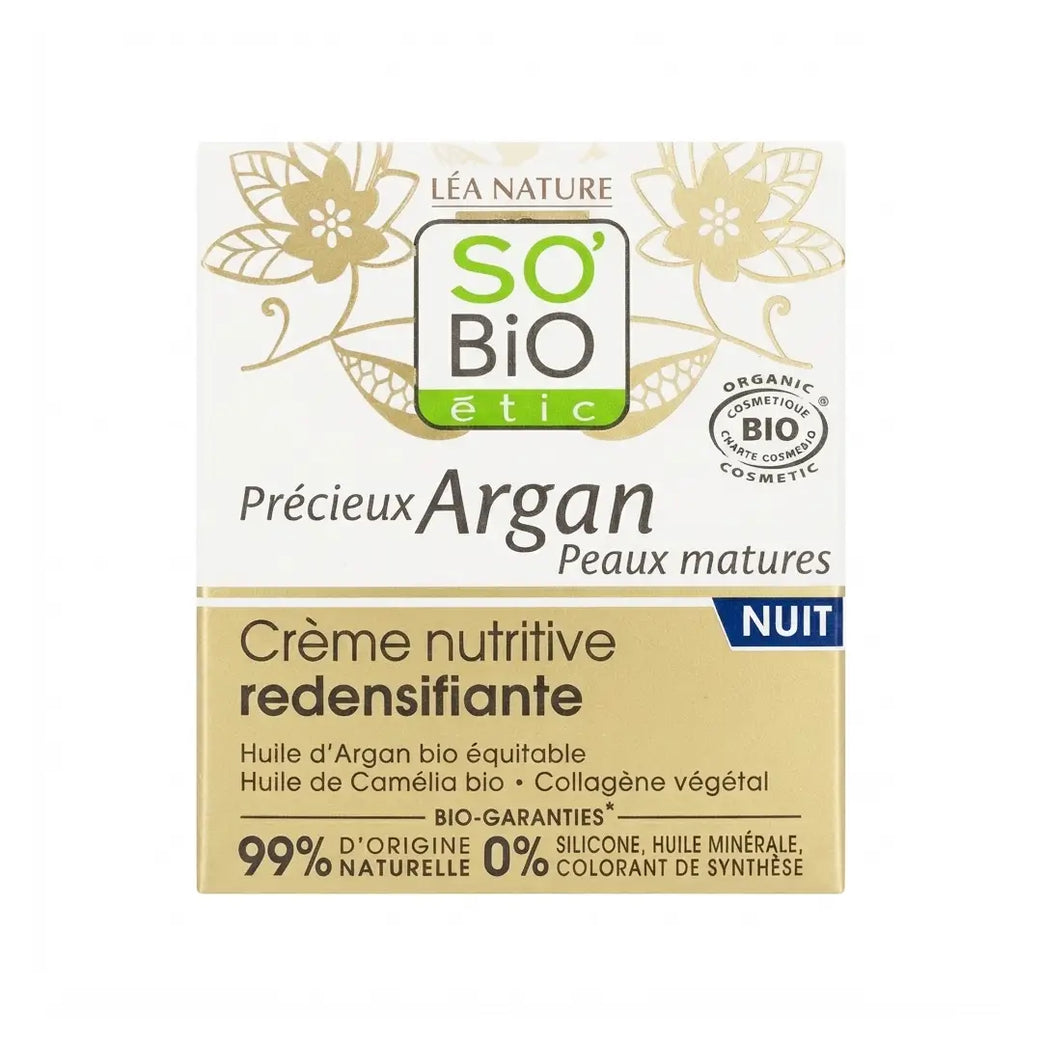 SO'BiO étic Argan Redensifying Night Cream 50ml – Nourishing Firming Night Cream