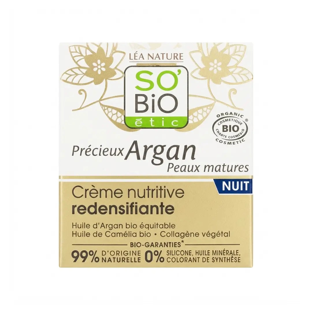 SO'BiO étic Argan Redensifying Night Cream 50ml – Nourishing Firming Night Cream