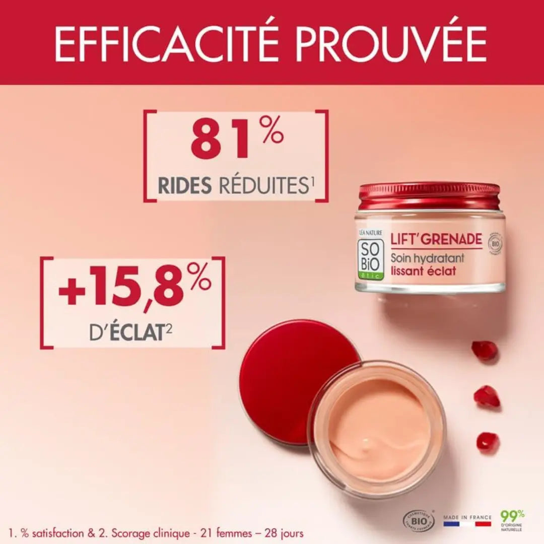 SO'BiO étic Lift Smooth + Glow Cream 50ml – Organic Pomegranate Radiance Moisturizer