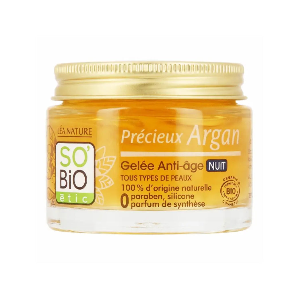 SO'BiO étic Anti Aging Night Gel 50ml – Organic Argan Oil & Ceramides Night Face Gel