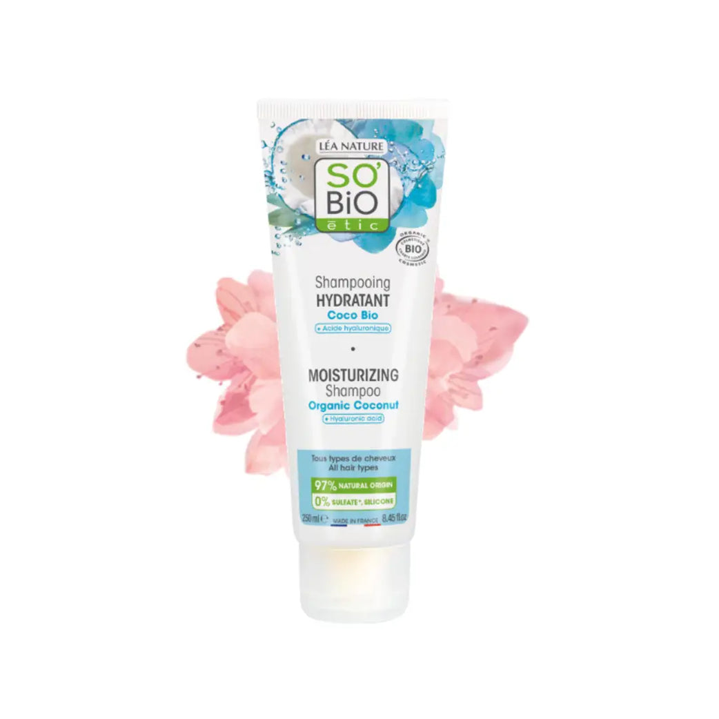 SO'BiO étic Organic Coconut Moisturizing Shampoo 250ml – Hydrating Shampoo for All Hair Types