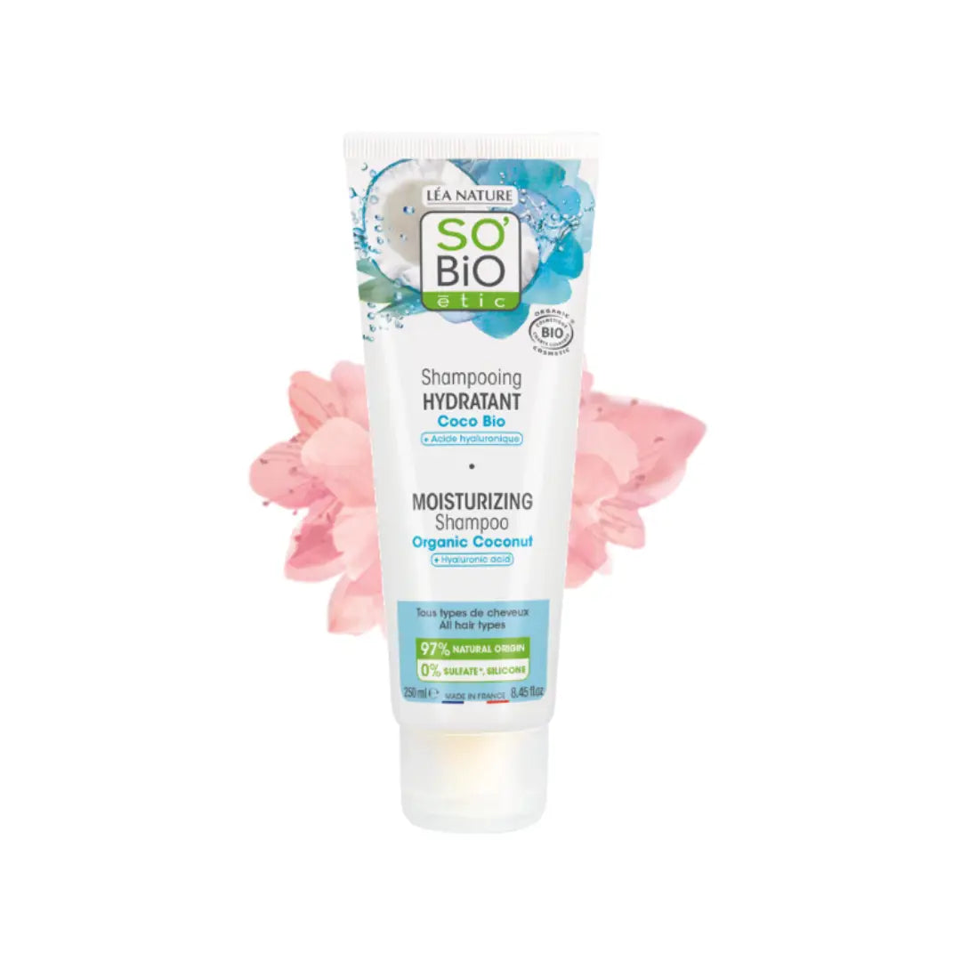 SO'BiO étic Organic Coconut Moisturizing Shampoo 250ml – Hydrating Shampoo for All Hair Types