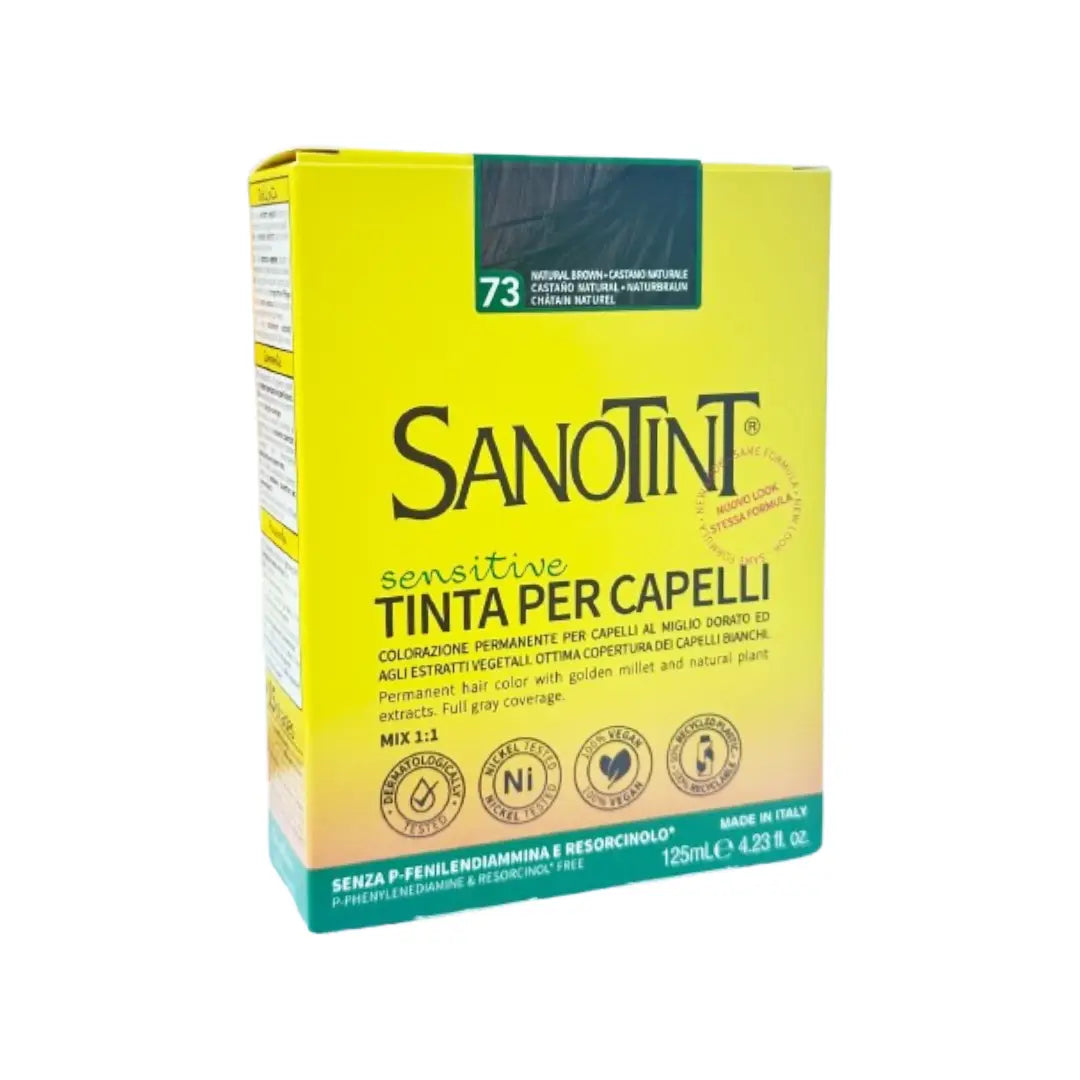 SanoTint Sensitive Hair Color 125ml Natural Brown 73 | Gentle Permanent Hair Dye for Sensitive Scalp