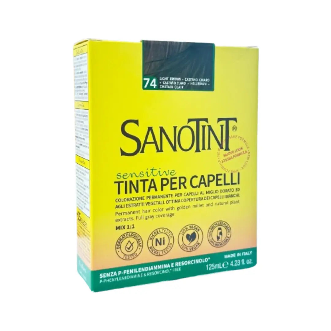 SanoTint Sensitive Hair Color 125ml Light Brown 74 | Gentle Permanent Hair Dye for Sensitive Scalp