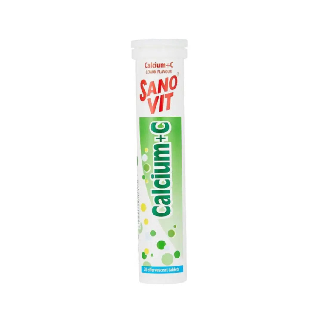 Sanovit Calcium + Vitamin C Lemon Effervescent Tablets 20s – Calcium & Vitamin C Supplement for Bone & Immune Support