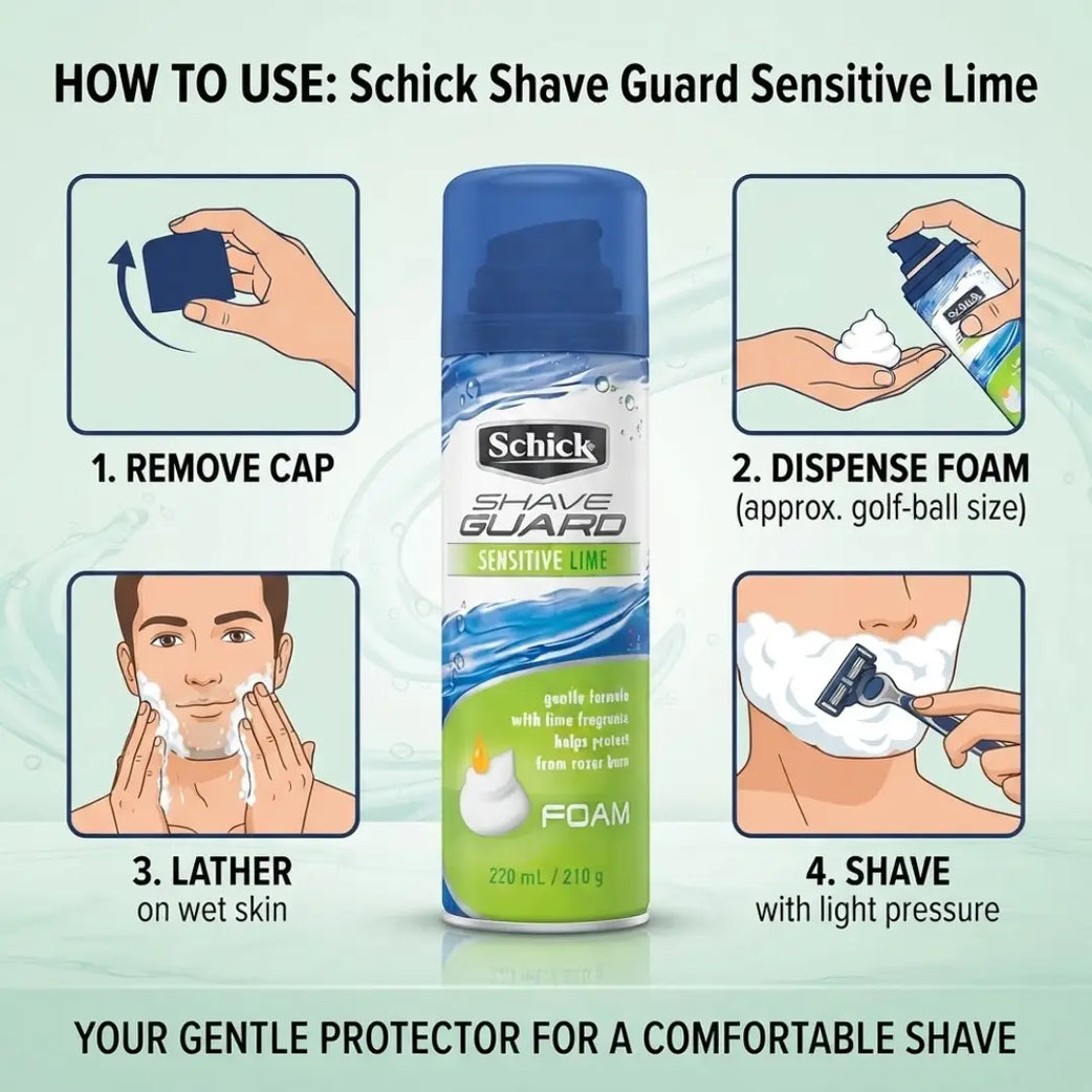 Schick Shave Guard Foam Sensitive Lime 220ml