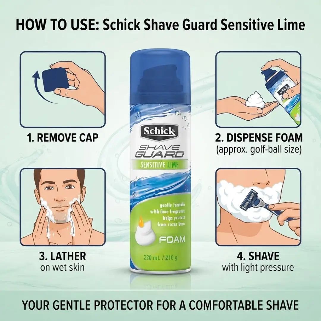 Schick Shave Guard Foam Sensitive Lime 220ml