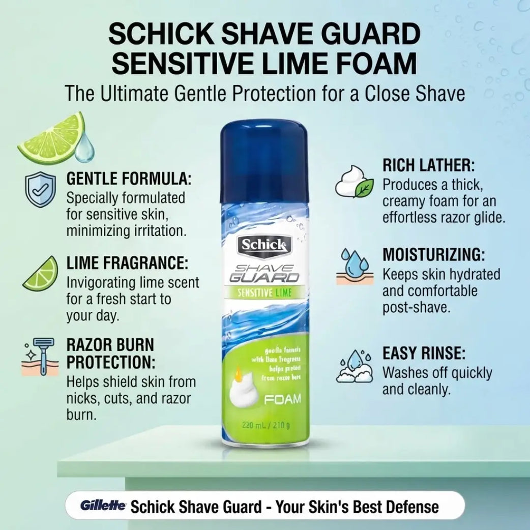 Schick Shave Guard Foam Sensitive Lime 220ml