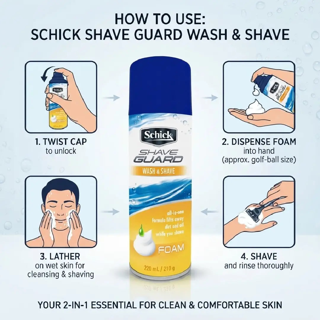 Schick Shave Guard Foam Wash & Shave 220ml