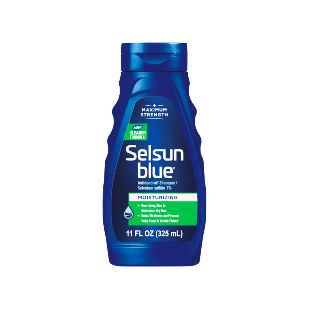 Selsun Blue Moisturizing Shampoo 325ml bottle, anti-dandruff shampoo for dry itchy scalp, moisturizing formula for flake control and healthy hair