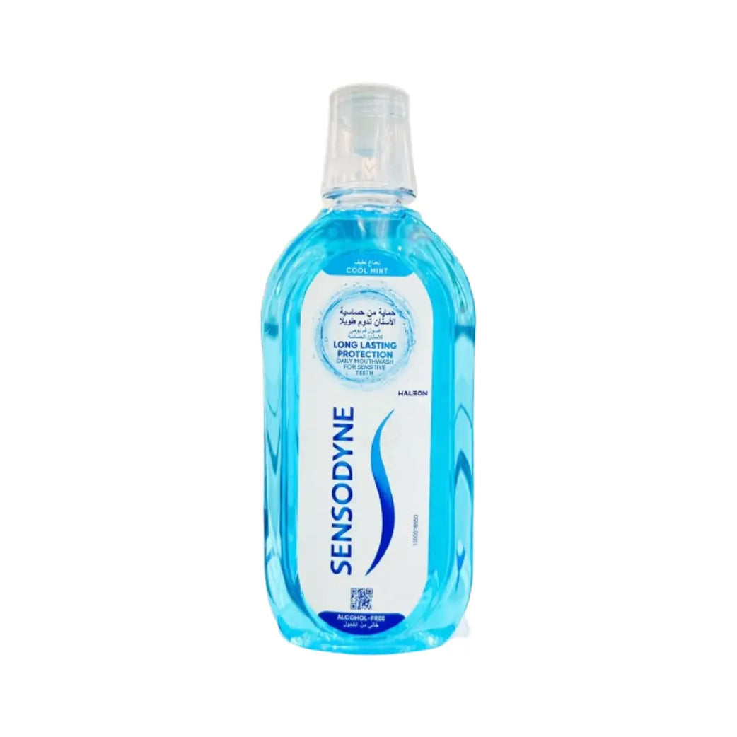 Sensodyne Long Lasting Protection Cool Mint Mouthwash 500ml | Mouthwash for Sensitive Teeth & Cavity Protection