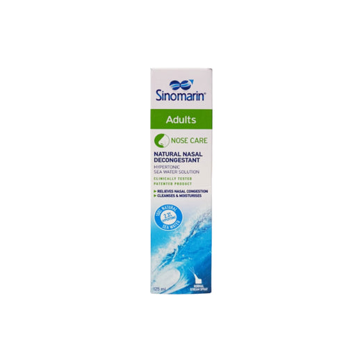 Sinomarin Adult 2.3% Nose Care Spray 125ml hypertonic seawater nasal spray for nasal cleansing and congestion relief.