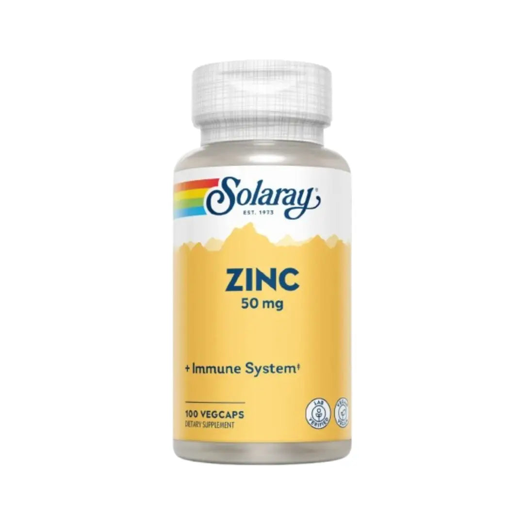 Solaray Zinc 50mg Veg Capsules 100 Count – Amino Acid Chelated Zinc Supplement for Daily Nutritional Support