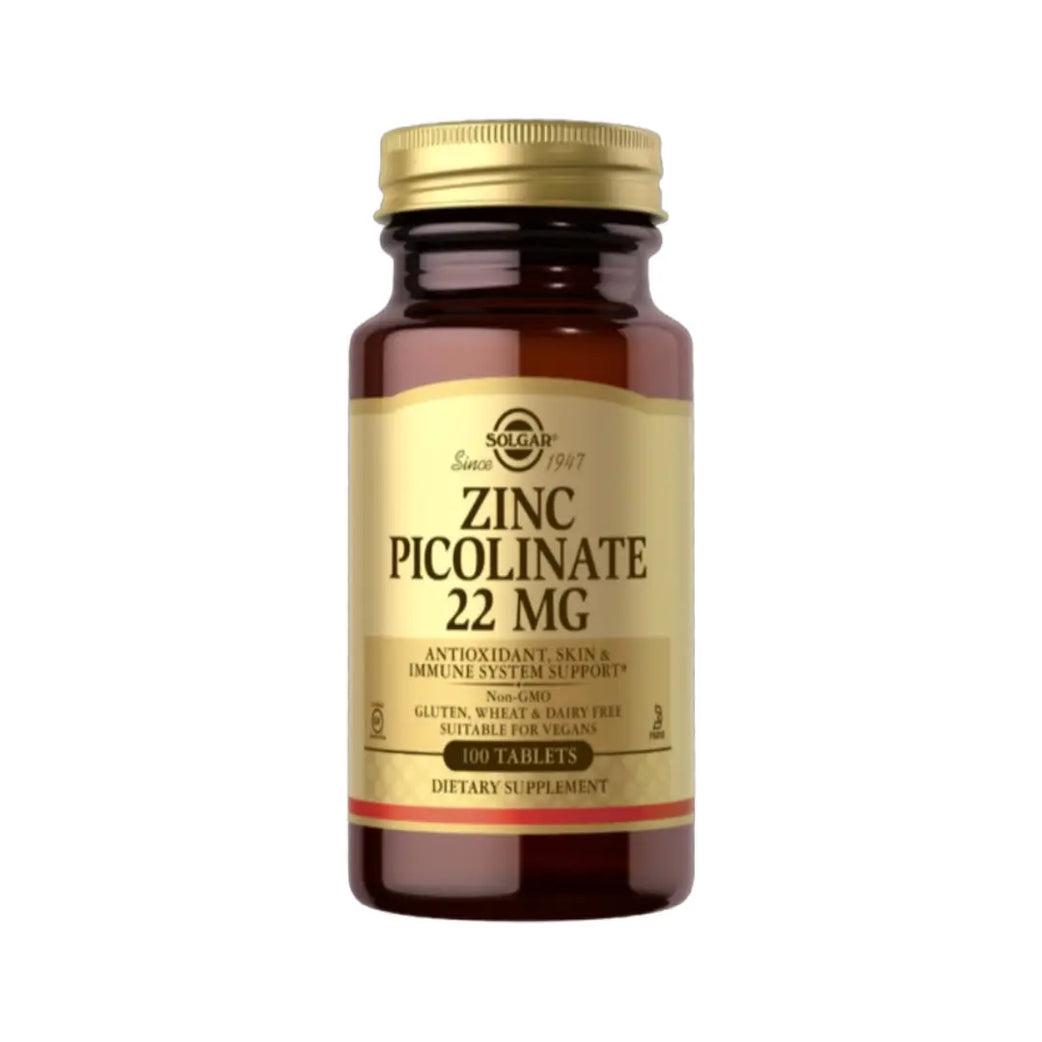 Solgar Zinc Picolinate 22mg Tablets 100s – High Absorption Zinc Mineral Supplement for Daily Wellness
