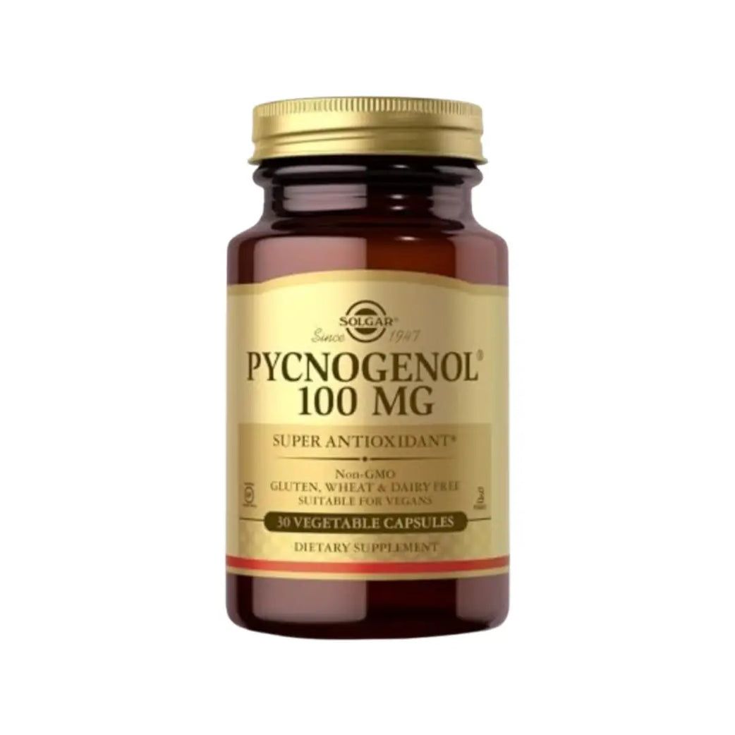 Solgar Pycnogenol 100mg Veg Capsules 30s – Antioxidant Plant Extract Supplement for Daily Wellness Support