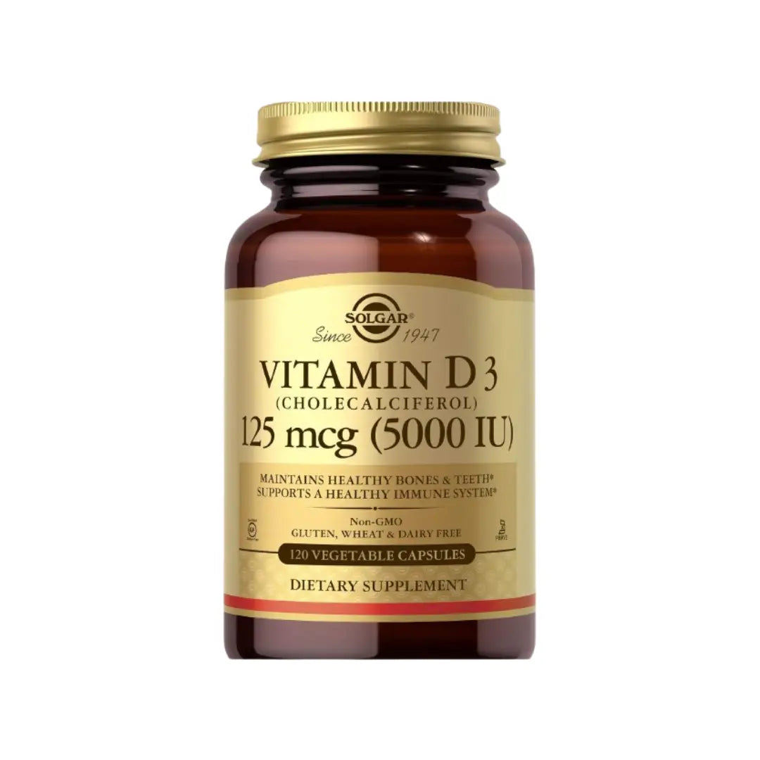 Solgar Vitamin D3 125mcg (5000 IU) Capsules 120s - High Potency Vitamin D Supplement