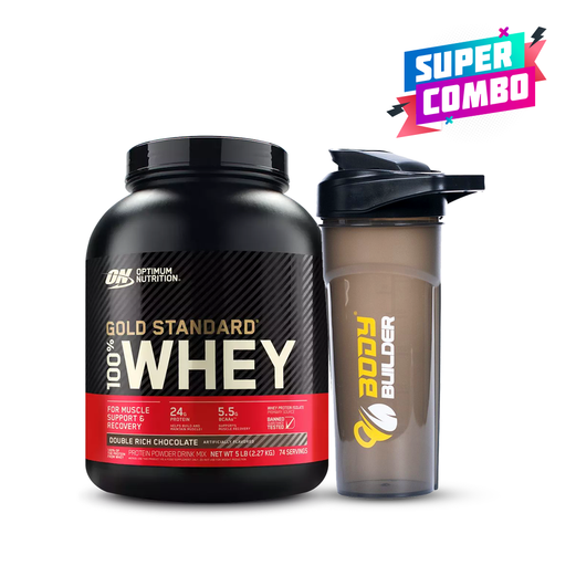 Super Combo Optimum Nutrition, Gold Standard 100% WHEY Protein, 5 lbs + Free Shaker