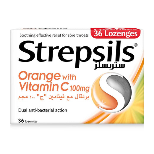 Strepsils Orange With Vitamin C 100mg Lozenges 36s