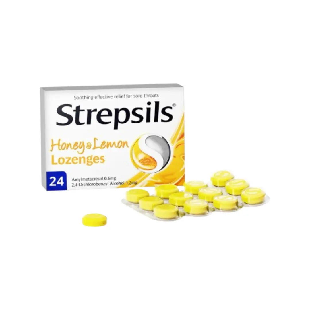 Strepsils Honey & Lemon Lozenges 24s for sore throat relief and soothing oral care