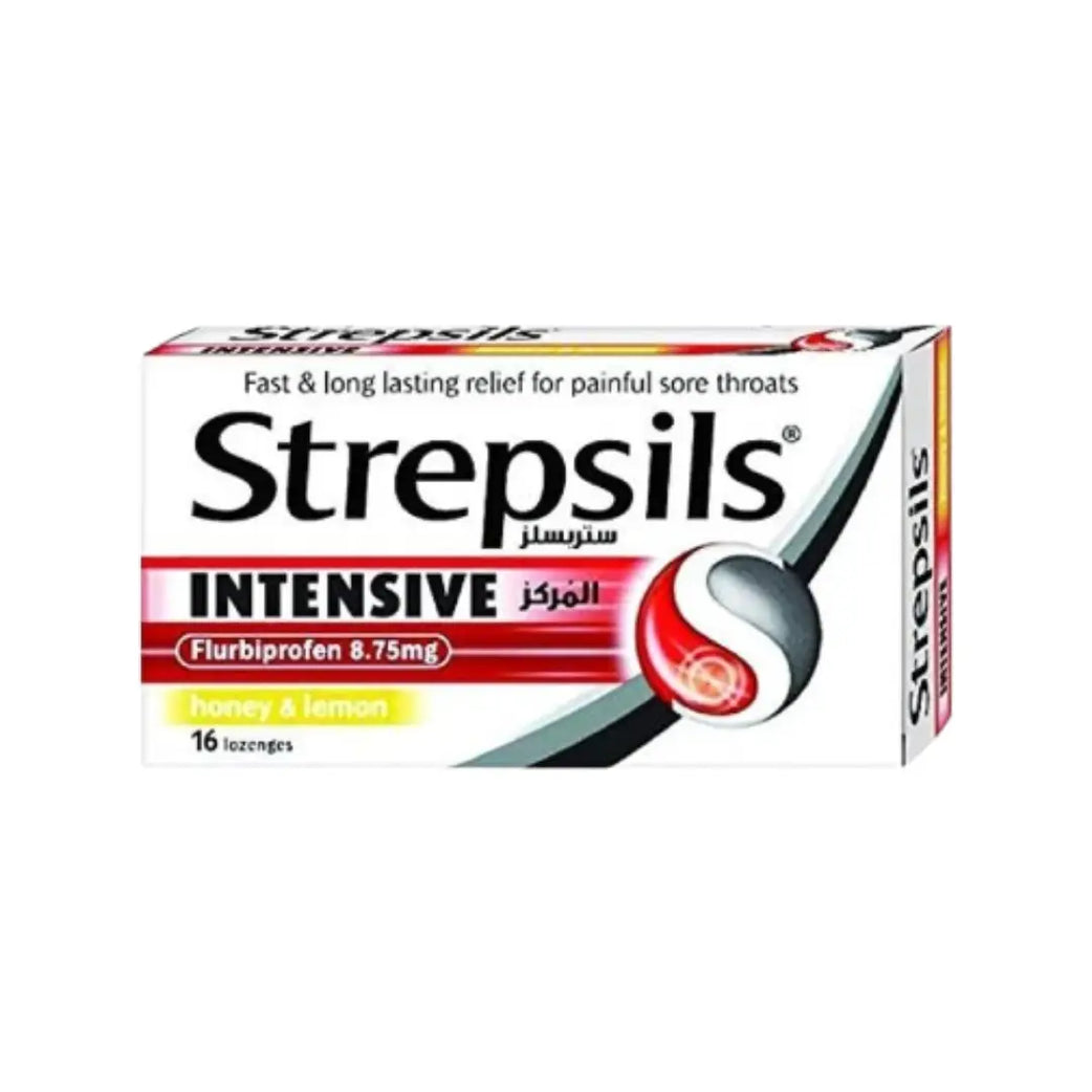 Strepsils Intensive Honey & Lemon Lozenges 16s for sore throat relief and soothing oral care