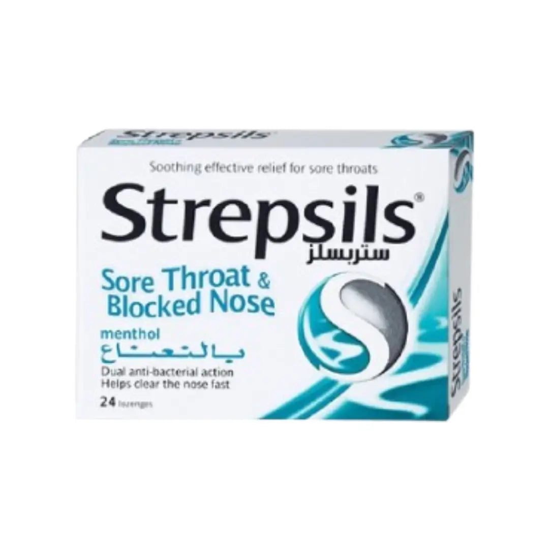 Strepsils Menthol Lozenges 24s for soothing sore throat relief and fresh breath