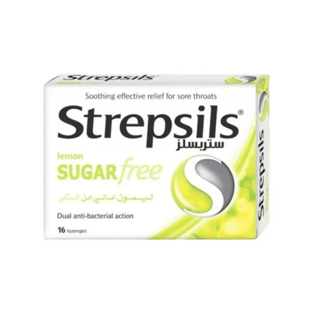 Strepsils Sugar-Free Lemon Lozenges 16s for sore throat relief and oral comfort