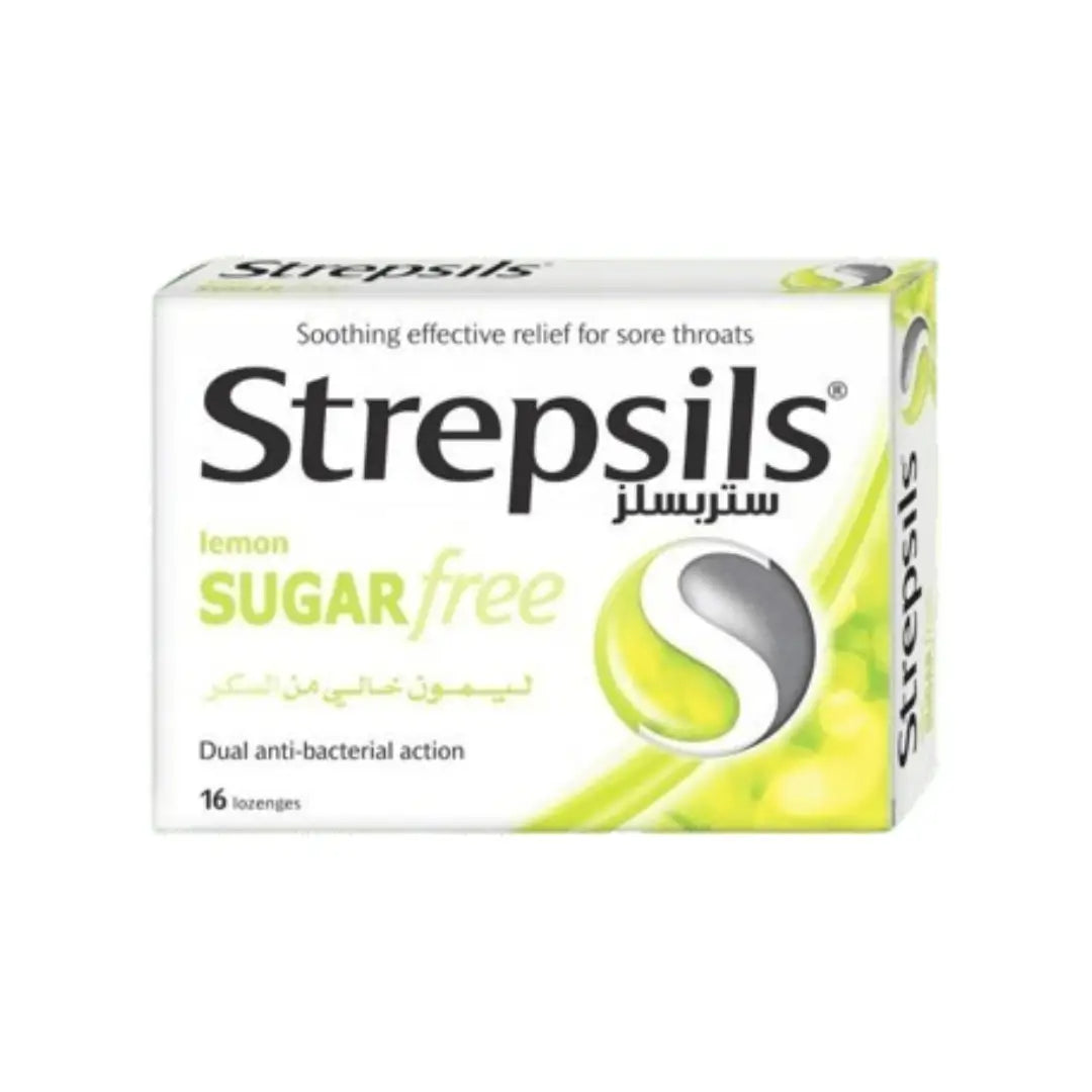 Strepsils Sugar-Free Lemon Lozenges 16s for sore throat relief and oral comfort