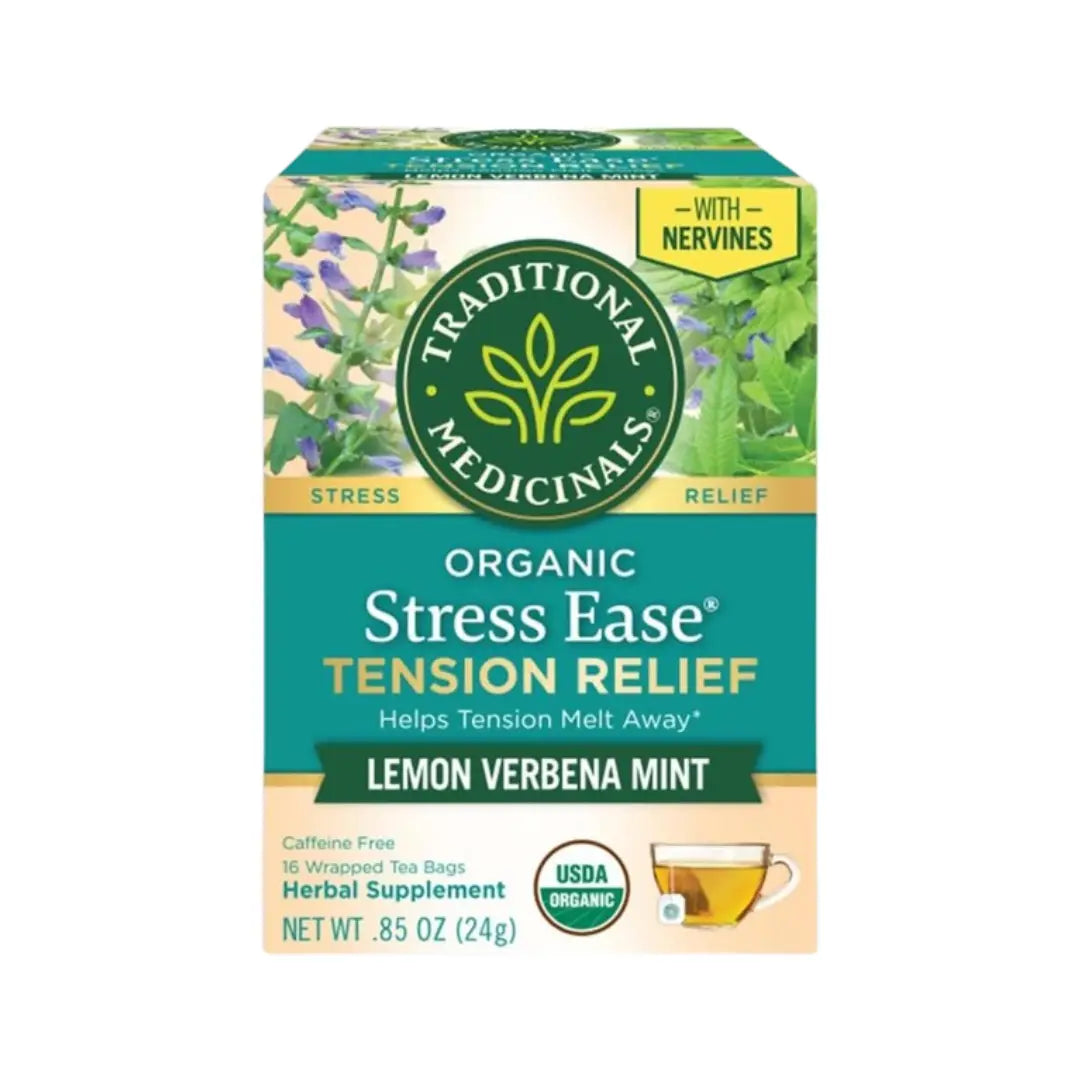 Traditional Medicinals Organic Stress Ease Tension Relief Lemon Verbena Mint 16s