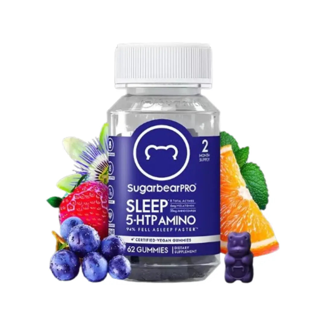 Sugarbear PRO 5-HTP Amino Gummies 62s for mood balance, relaxation, and emotional wellness