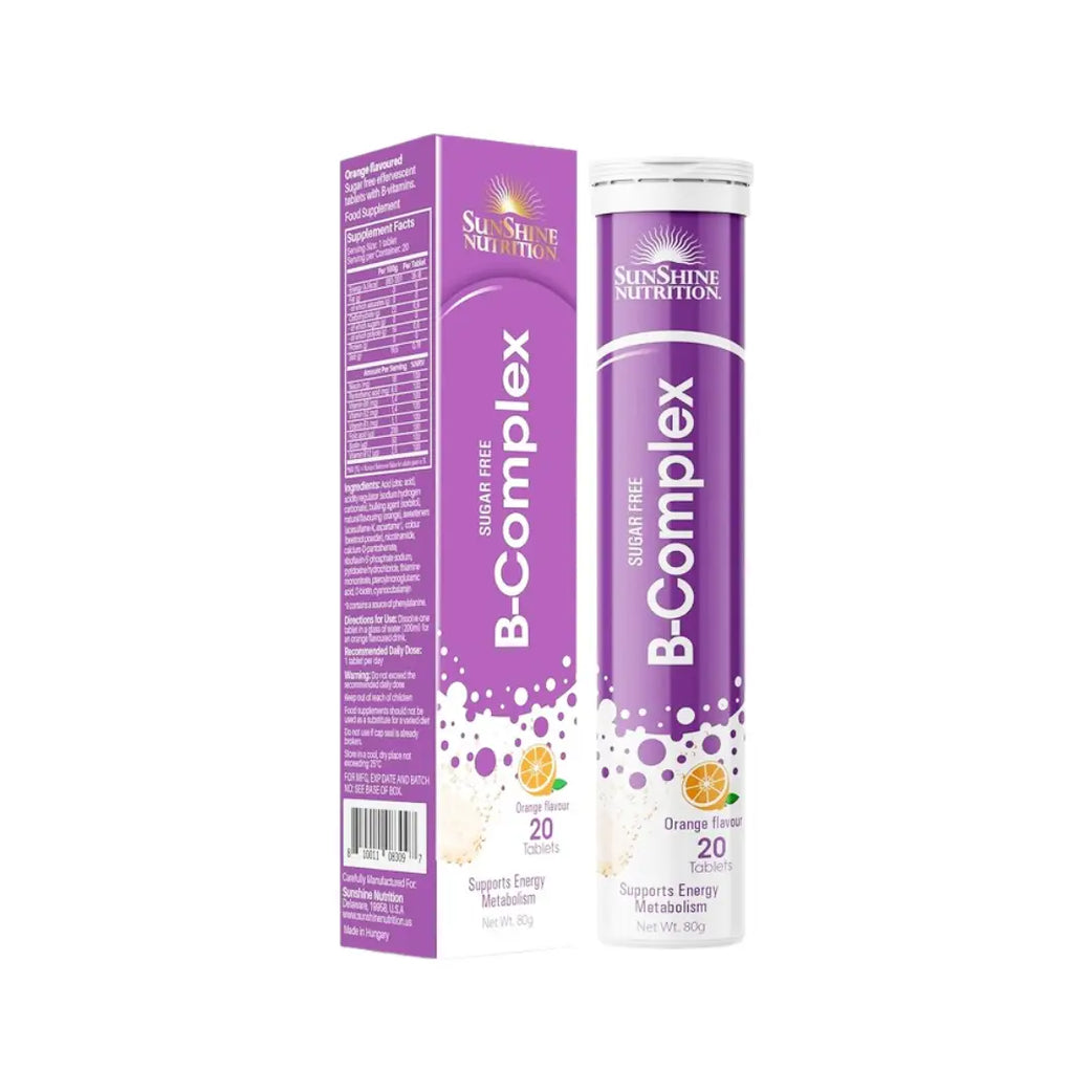 Sunshine Nutrition B-Complex Sugar Free Orange Effervescent Tab 20s