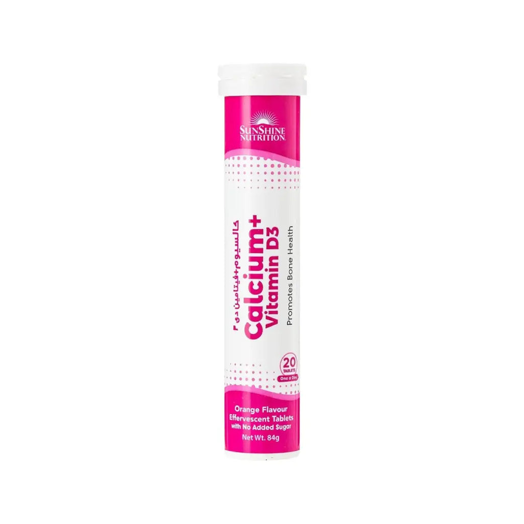 Sunshine Nutrition Calcium + Vitamin D3 Orange Effervescent Tab 20s