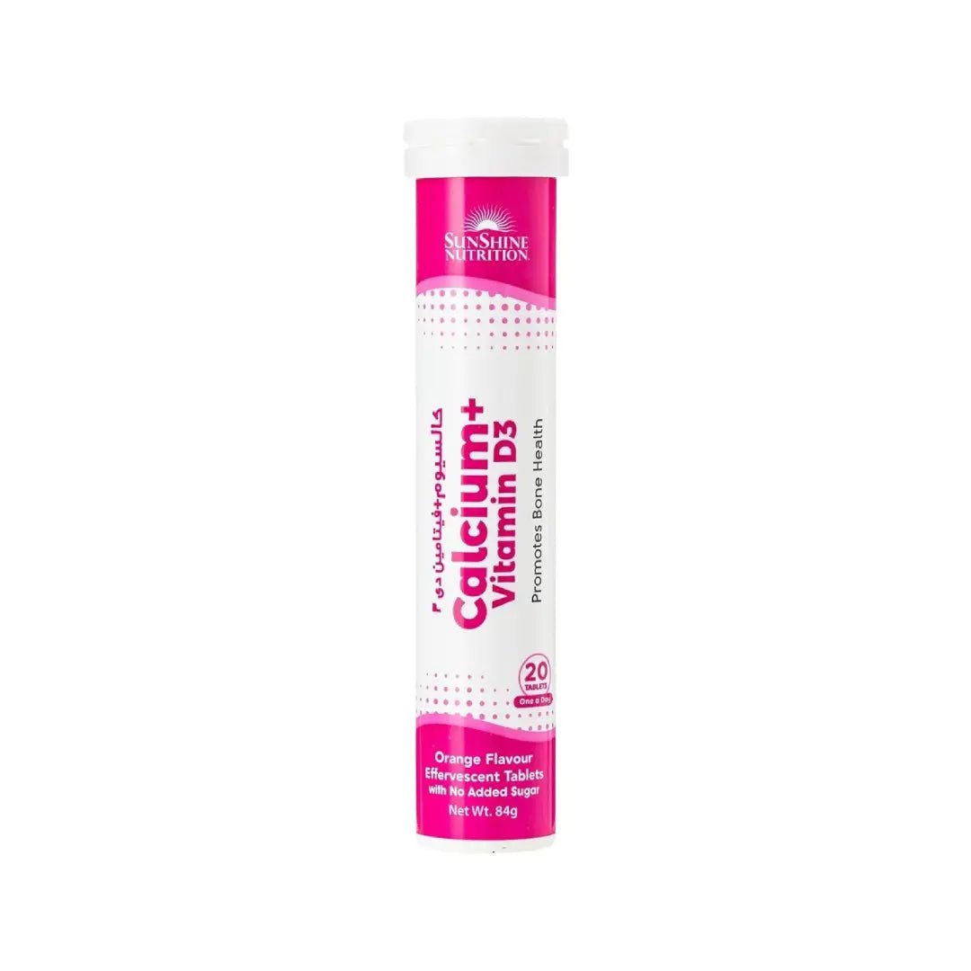 Sunshine Nutrition Calcium + Vitamin D3 Orange Effervescent Tab 20s