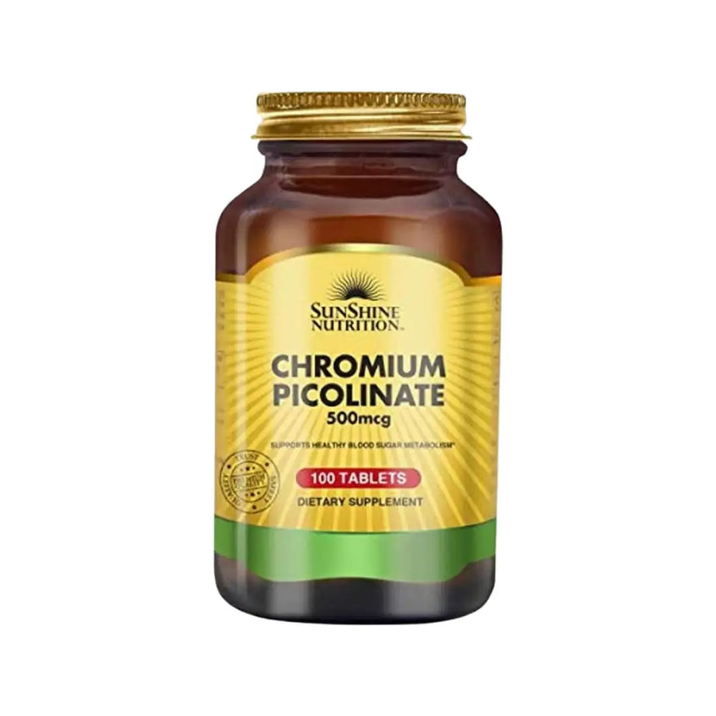 Sunshine Nutrition Chromium Picolinate 500mcg Tablets 100s – Essential Mineral Supplement for Daily Nutritional Support