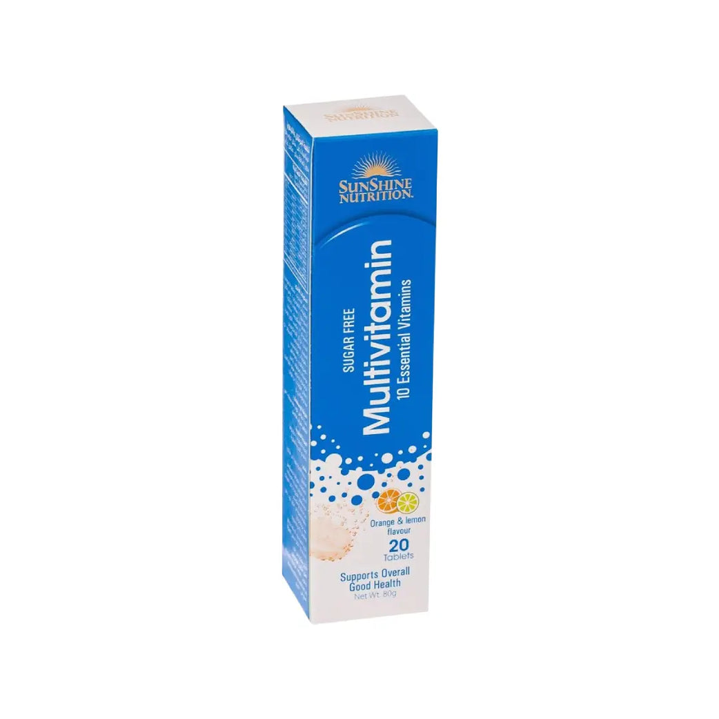 Sunshine Nutrition Effervescent Multivitamin Tablets 20s Orange & Lemon for daily energy, immunity, and overall wellness