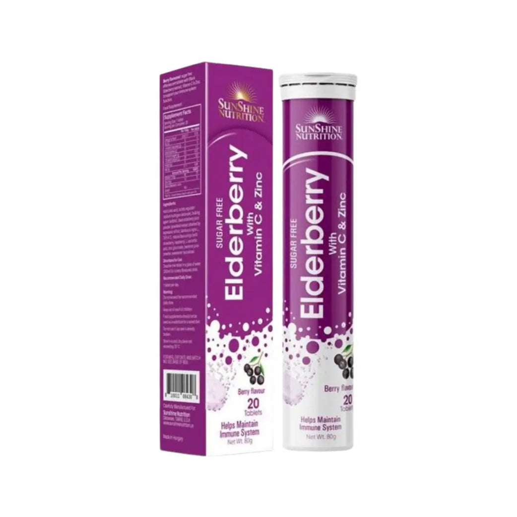Sunshine Nutrition Elderberry Effervescent Tablets 20s - Immune Support & Antioxidant Supplement