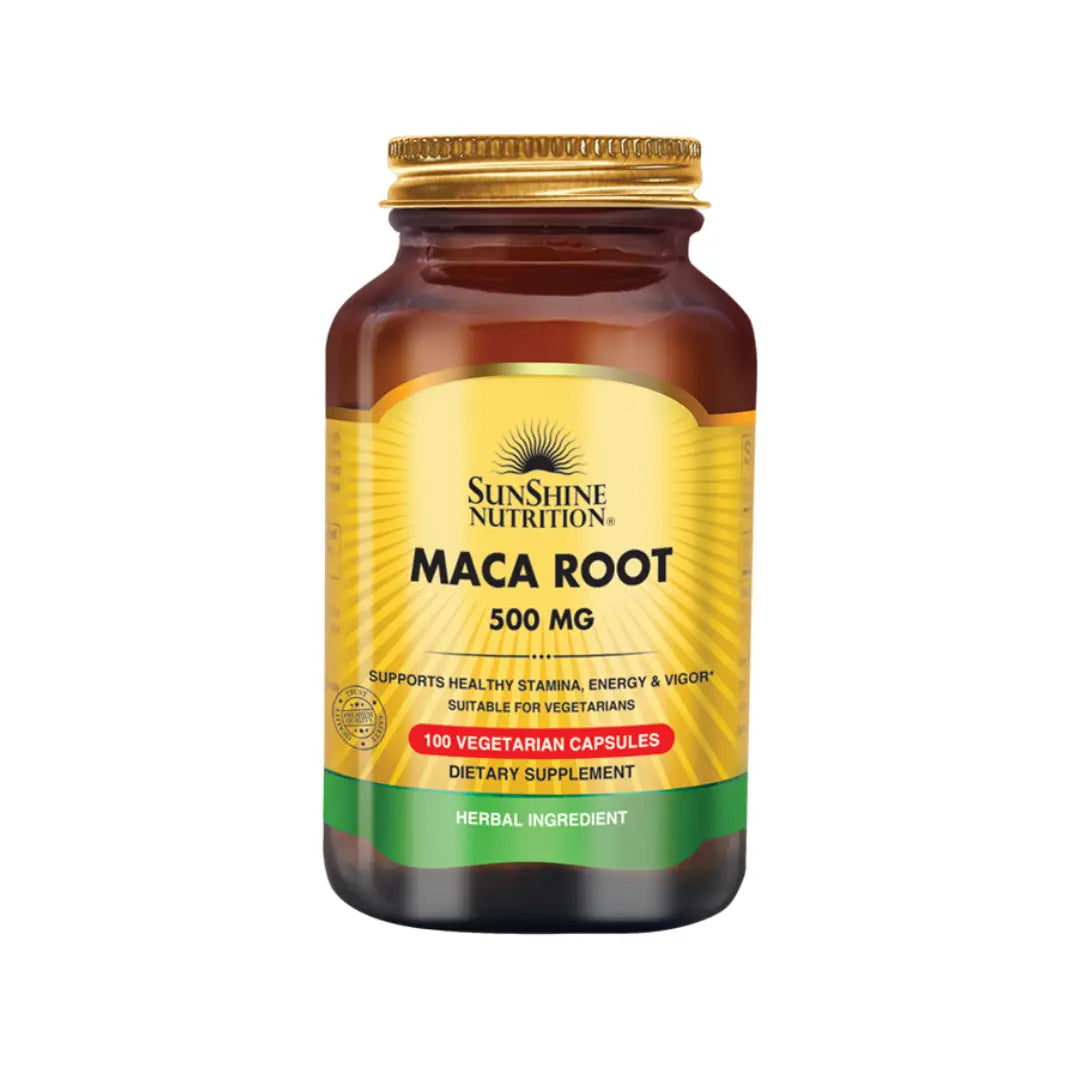Sunshine Nutrition Maca Root 500mg Veg Capsules 100s – Herbal Supplement for Energy & Daily Wellness Support