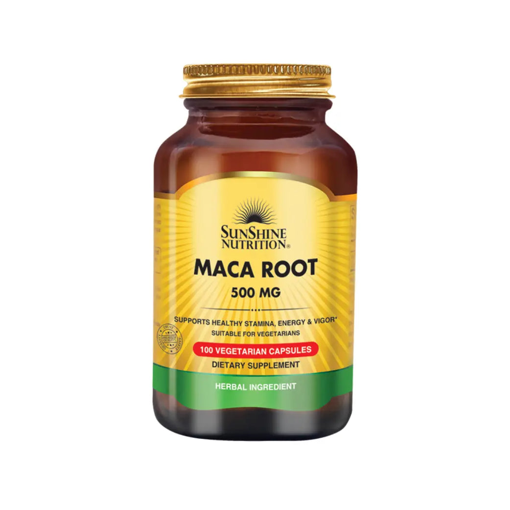 Sunshine Nutrition Maca Root 500mg Veg Capsules 100s – Herbal Supplement for Energy & Daily Wellness Support