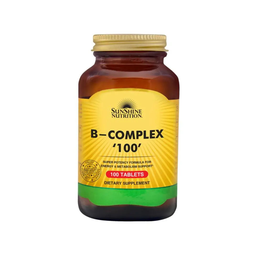 Sunshine Nutrition Vitamin B-Complex Tablets 100s – Full Spectrum B Vitamins Supplement for Energy & Daily Wellness Support