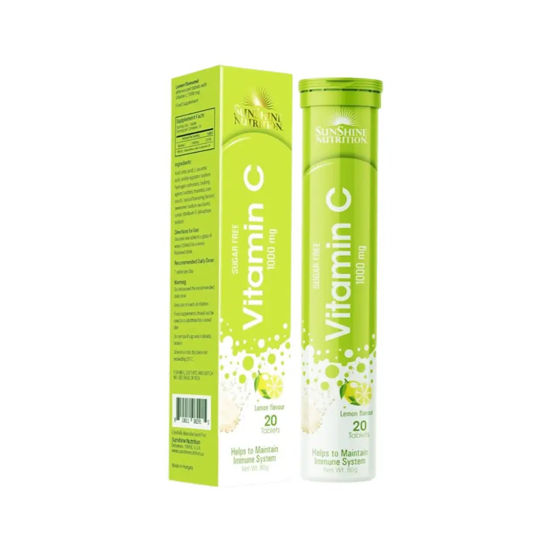 Sunshine Nutrition Vitamin C 1000mg Lemon Sugar Free Effervescent Tab 20s