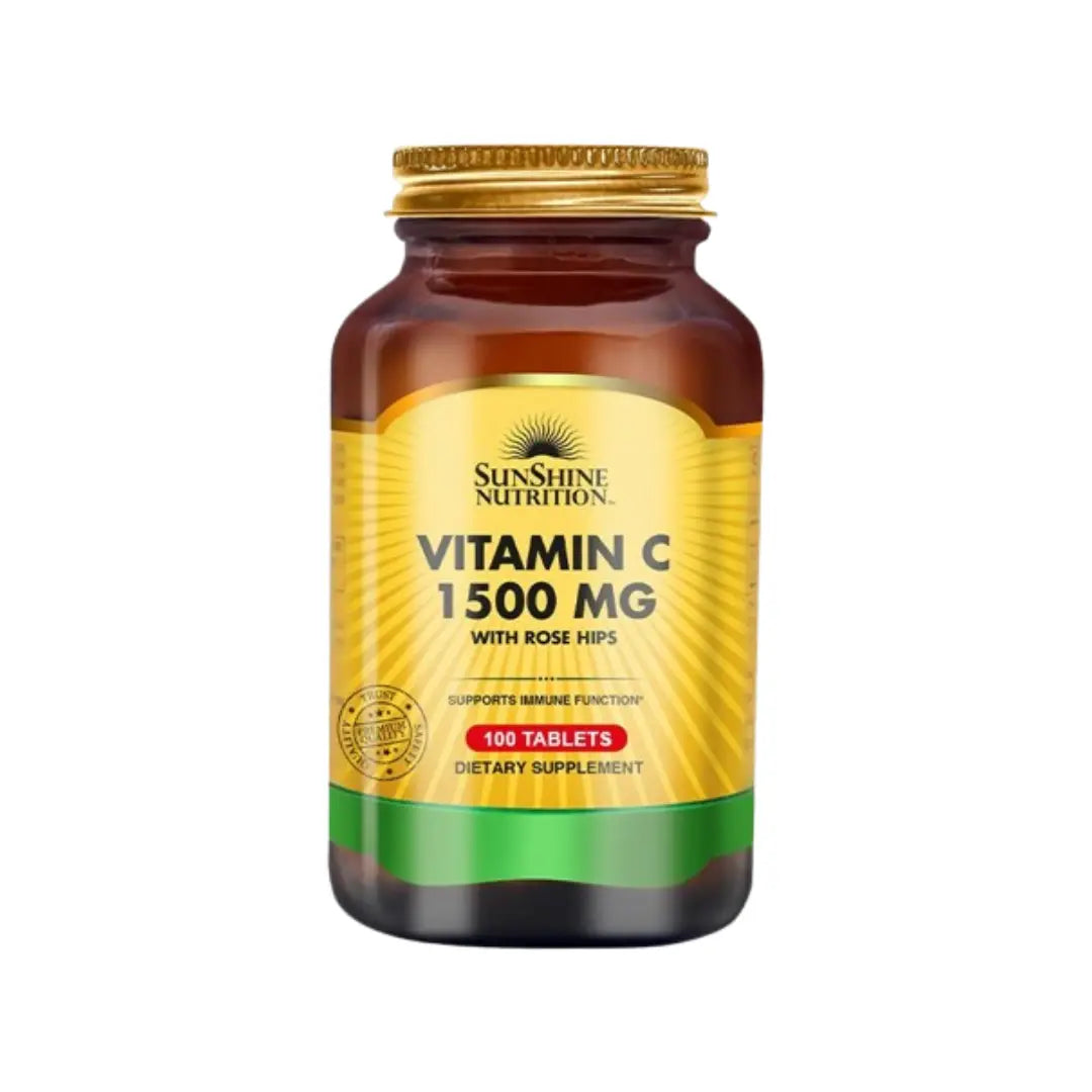 Sunshine Nutrition Vitamin C 1500mg with Rose Hips Tablets 100s – Antioxidant Supplement for Daily Wellness Support